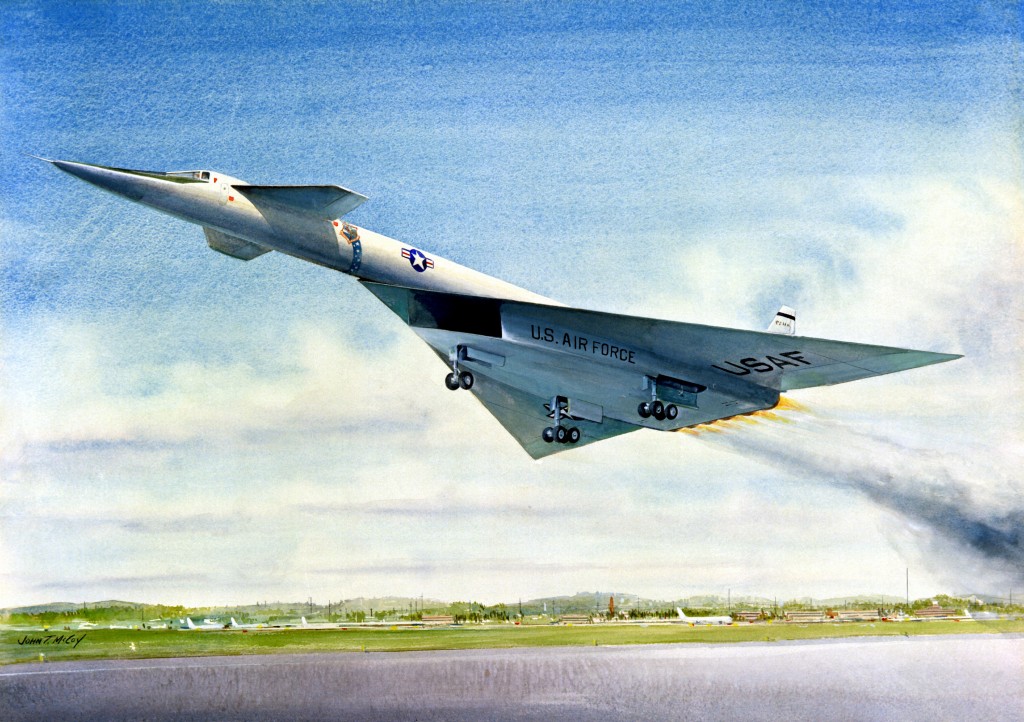 "The XB-70, Mach 3 Bomber - 1961" Artist:  John McCoy